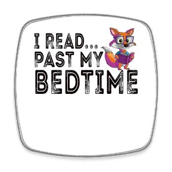I read after bedtime Lesefuchs - Square fridge magnet - white - Front