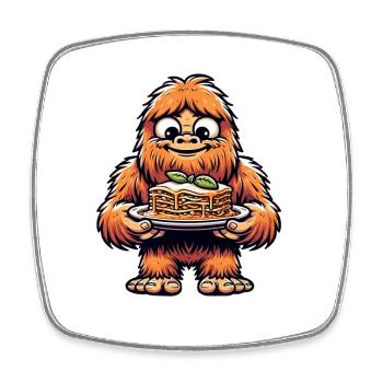 Lasagne Bigfoot Sasquatch Cuisine italienne - Magnet carré - blanc - Devant