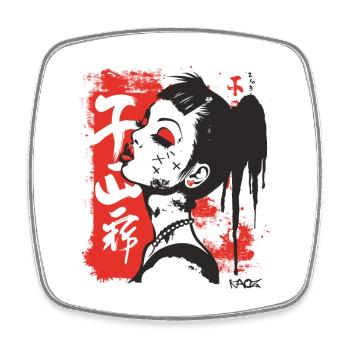 Fille japonaise cool - Magnet carré - blanc - Devant