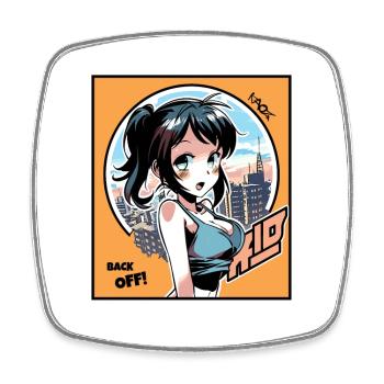 City Girl : Va-t’en - Magnet carré - blanc - Devant