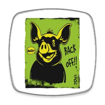 Funny Pig: Go away, get away - Square fridge magnet - white - Front