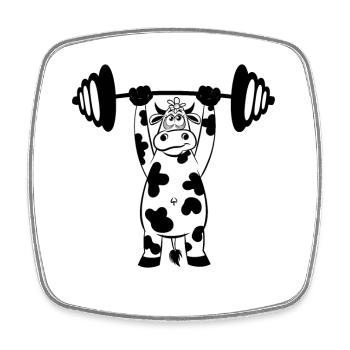 Cow Ox Dumbbell Fitness Weight Lifting - Square fridge magnet - white - Front