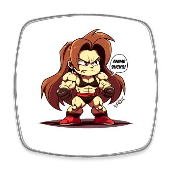 Chibi funny fit girl, anime annoying - Square fridge magnet - white - Front