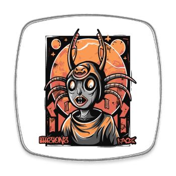 Rêve ultime : Illusion du chaos et de l’horreur - Magnet carré - blanc - Devant