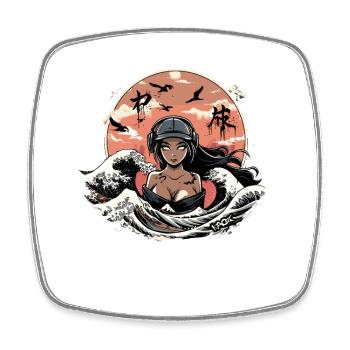 Fille dans les vagues - Magnet carré - blanc - Devant