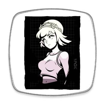 Cybernetic Anime Future Drama Girl - Square fridge magnet - white - Front