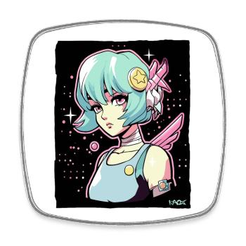 Cool Anime Sci-Fi Cyborg Girls - Square fridge magnet - white - Front