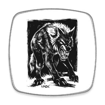 Böser Horror-Werwolf oder Wolf - Viereckiger Kühlschrankmagnet - Weiß - Vorne