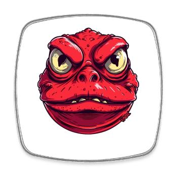 Großes, Fettes, Rotes, Wütendes Kröten Monster - Viereckiger Kühlschrankmagnet - Weiß - Vorne
