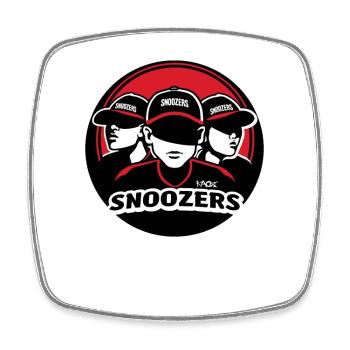 Parodie Baseball-Team: Die Schnarchnasen - Viereckiger Kühlschrankmagnet - Weiß - Vorne