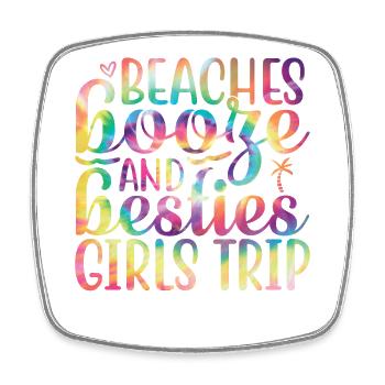 Plages, liqueur et voyage des meilleures amies entre filles - Magnet carré - blanc - Devant