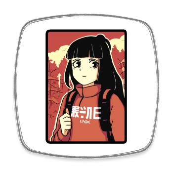 Aventure japonaise fille randonnée - Magnet carré - blanc - Devant