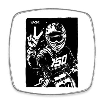 Motorcyclists with peace sign for motocross - Square fridge magnet - white - Front