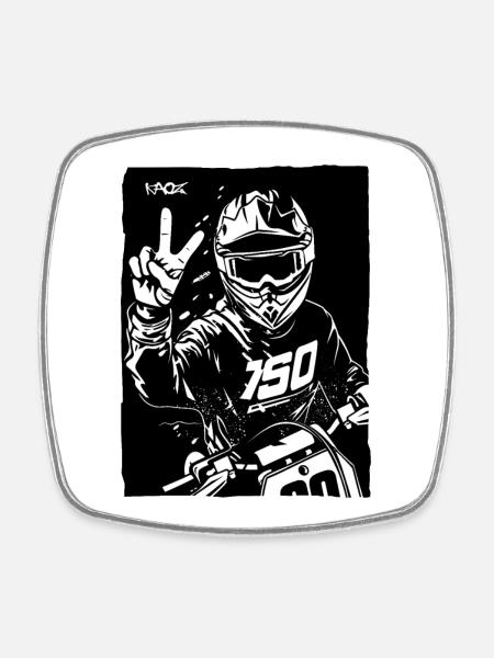 Motards avec signe de paix pour le motocross - Magnet carré - blanc