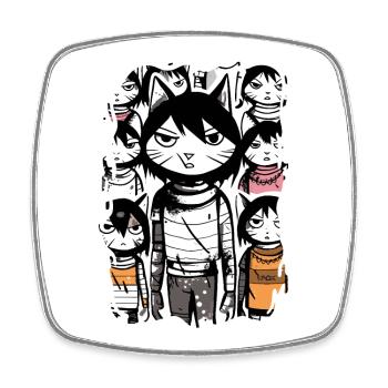Clone Street Cats: Street Art Cat - Square fridge magnet - white - Front