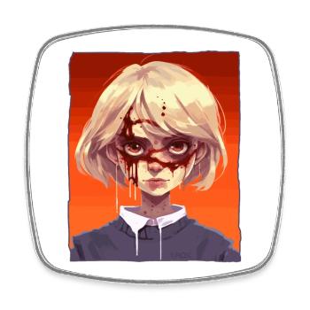 Creepy girl - Square fridge magnet - white - Front
