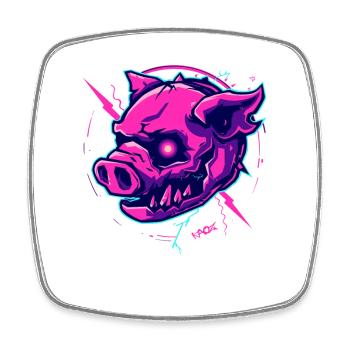 Pink Cyber Pig Punk - Square fridge magnet - white - Front