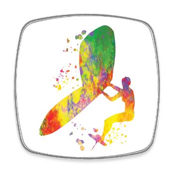 Wing Foil Wingsurfing Woman Foil Wing - Square fridge magnet - white - Front