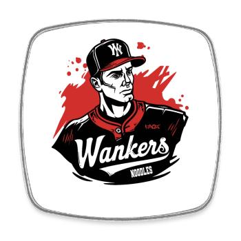 Parodie Baseball Softball Team schlaffe Nudeln - Viereckiger Kühlschrankmagnet - Weiß - Vorne