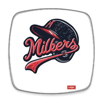 Parodie-Team der Baseball-Melker Milchmann - Viereckiger Kühlschrankmagnet - Weiß - Vorne