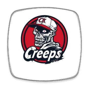 Funny Baseball Logo: Skull and Creeps - Square fridge magnet - white - Front