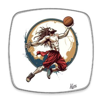 Messias Christus, der Retter: Basketball Jesus - Viereckiger Kühlschrankmagnet - Weiß - Vorne
