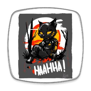 Hahaha, cool cat sitting in the tree - Square fridge magnet - white - Front