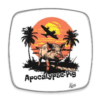Cochon de l’Apocalypse au Vietnam Avion avec des palmiers - Magnet carré - blanc - Devant