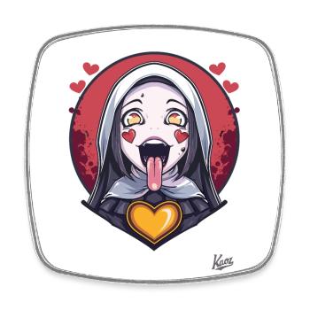 Femme anime avec de grands yeux et des cœurs - Magnet carré - blanc - Devant