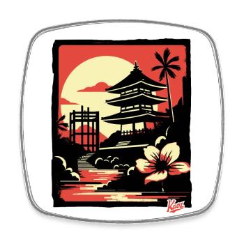 Natur Japans und ein Japanischer Pagoden-Tempel - Viereckiger Kühlschrankmagnet - Weiß - Vorne