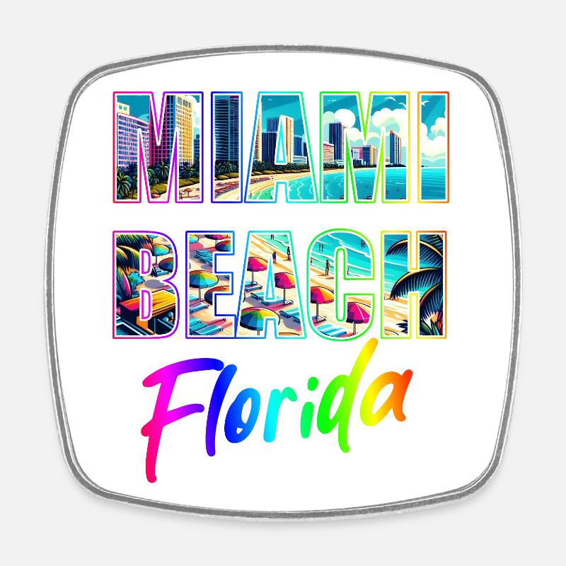Miami Beach - Floride - Magnet carré - blanc
