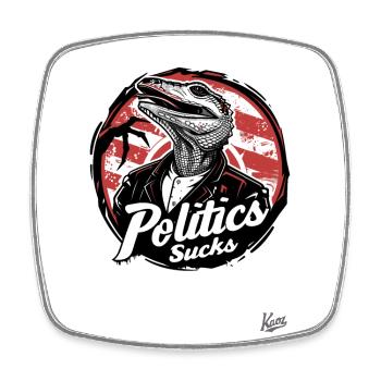 Lizard in a suit: Politics is annoying - Square fridge magnet - white - Front
