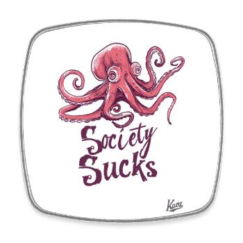 Weiser, genervter Oktopus: Die Gesellschaft nervt - Viereckiger Kühlschrankmagnet - Weiß - Vorne