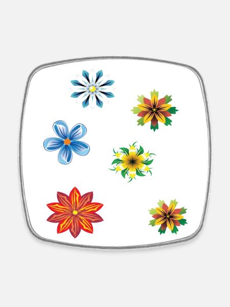 Fantasie aus Blüten - Viereckiger Kühlschrankmagnet - Weiß