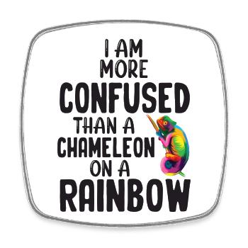 I'm more confused than a chameleon - Square fridge magnet - white - Front