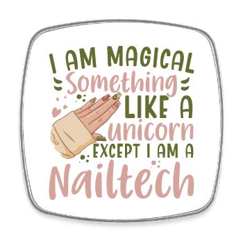 Je suis une licorne magique Nail Tech - Magnet carré - blanc - Devant