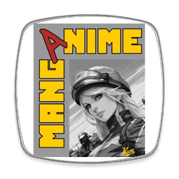Manga Anime Motor Racer Girl - Square fridge magnet - white - Front