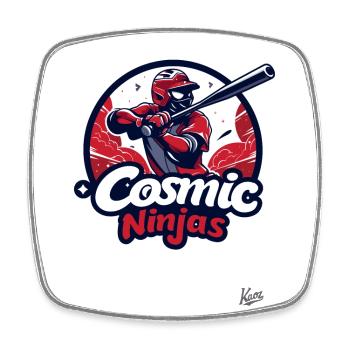 Cosmic Ninja Baseball Crew - Square fridge magnet - white - Front