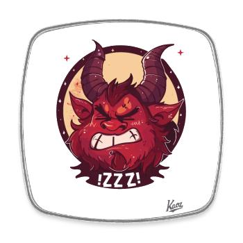Krampus fatigué et somnolent endormi - Magnet carré - blanc - Devant