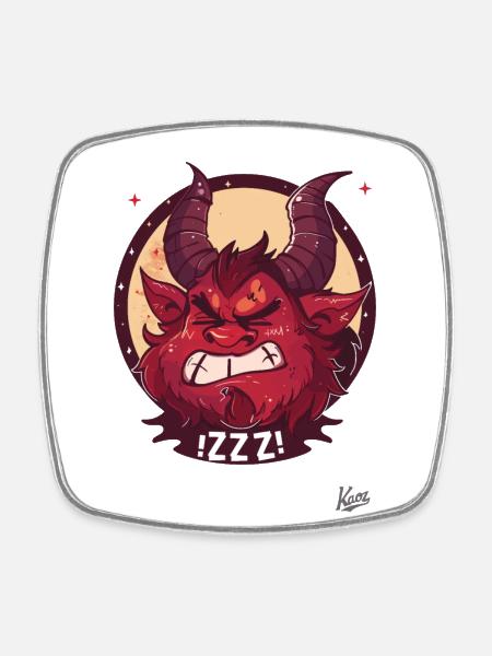 Müder und verschlafener schlafender Krampus - Viereckiger Kühlschrankmagnet - Weiß
