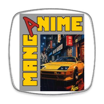 Manga Anime JDM 90s Street Racing Car - Square fridge magnet - white - Front