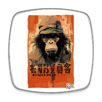 Fausse affiche de film du singe humain chimpanzé - Magnet carré - blanc - Devant