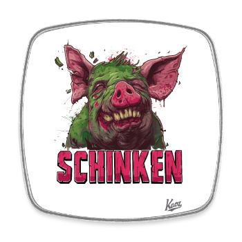 Schinken-Zombie-Schwein - Viereckiger Kühlschrankmagnet - Weiß - Vorne