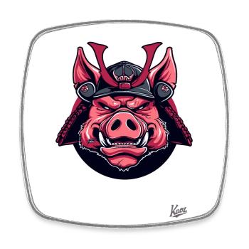 Shogun Samurai Pig - Square fridge magnet - white - Front