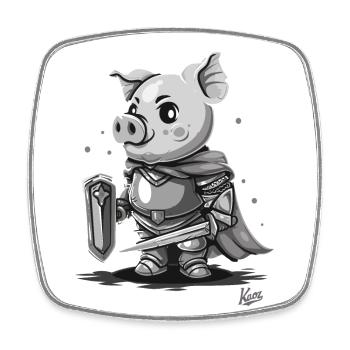 Ruhm eines Ritter Schwein - Viereckiger Kühlschrankmagnet - Weiß - Vorne