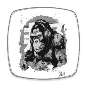 Funky Music Headphones Chimpanzee Monkey - Square fridge magnet - white - Front