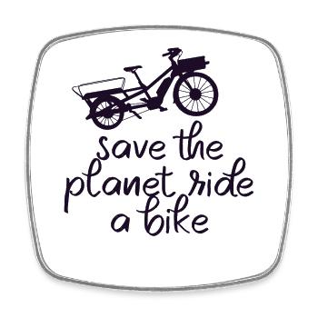 Save The Planet Vélo cargo Vélo cargo - Magnet carré - blanc - Devant