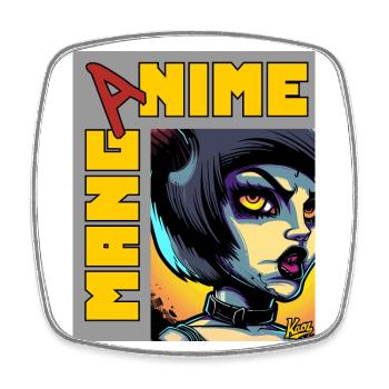 Anime Manga Fantasy Creature Girl - Square fridge magnet - white - Front