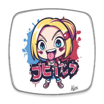 Chibi Naughty Cartoon Girl - Square fridge magnet - white - Front