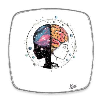Univers Galaxie du Yin Yang Cerveau Gémeaux - Magnet carré - blanc - Devant